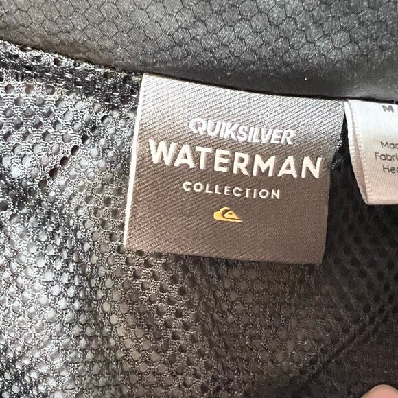 Quicksilver Windbreaker Jacket Waterman Men Medium Full-Zip Hoodie Black Used - Picture 8 of 11